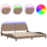 vidaXL Cadre de lit avec lumières LED cappuccino 200x200 cm similicuir