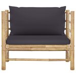 vidaXL Salon de jardin 5 Pièces avec coussins gris foncé bambou