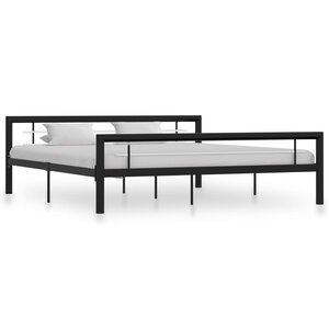 vidaXL Cadre de lit sans matelas noir et blanc métal 180x200 cm