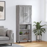 vidaXL Buffet haut Sonoma gris 69 5x34x180 cm Bois d'ingénierie