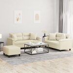 vidaXL Ensemble de canapés 3 Pièces avec coussins crème similicuir