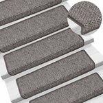 vidaXL Tapis d'escalier autocollants 15 Pièces 65x21x4 cm Gris et beige