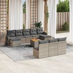 vidaXL Salon de jardin 11 Pièces avec coussins gris résine tressée