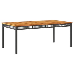 vidaXL Table de jardin noir 180x90x75 cm résine tressée et bois acacia