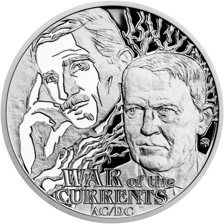 Pièce de monnaie en Argent 1 Dollar g 31.1 (1 oz) Millésime 2023 Nikola Tesla WAR OF THE CURRENTS