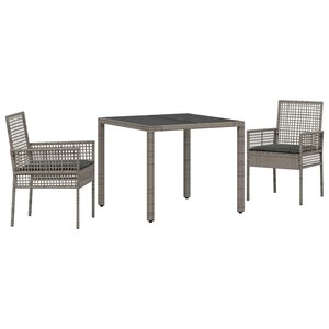 vidaXL Ensemble de salle à manger pour jardin 3 Pièces Gris polyrotin
