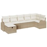 vidaXL Ensemble de Canapé de Jardin de 7 Pièces avec Coussins Beige en Poly Rattan