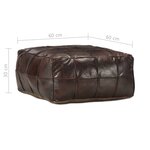 vidaXL Pouf 60 x 60 x 30 cm Marron foncé Cuir véritable de chèvre