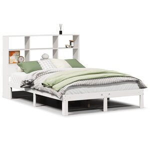 vidaXL Lit bibliothèque sans matelas blanc 120x190 cm bois pin massif