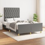 vidaXL Cadre de lit avec tête de lit Gris foncé 120x200 cm Tissu