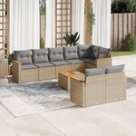 vidaXL Salon de jardin avec coussins 9Pièces mélange beige résine tressée