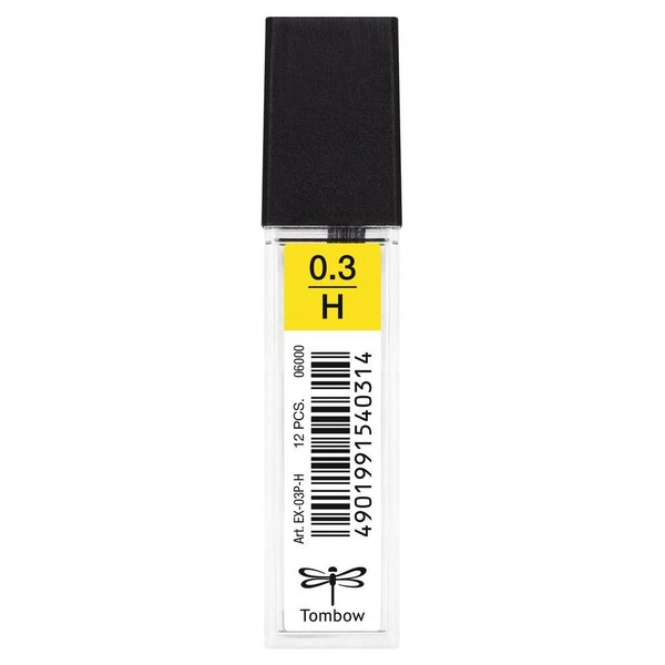 Etui de 12 Mine pour porte-mine pointe calibrée 0 3 mm dureté H x 12 TOMBOW