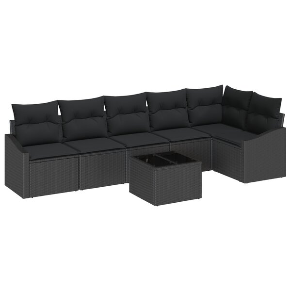 vidaXL Ensemble de salle à manger de jardin 7 pièces avec coussins beige en poly rotin