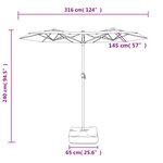 vidaXL Parasol à double tête avec LED noir 316x240 cm