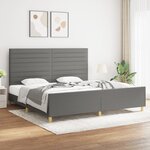 vidaXL Cadre de lit avec tête de lit Gris foncé 200x200 cm Tissu