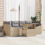 vidaXL Ensemble de canapé de jardin 7 pièces avec coussins en poly rattan beige