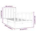 vidaXL Cadre de lit Blanc Bois de pin massif 90x200 cm