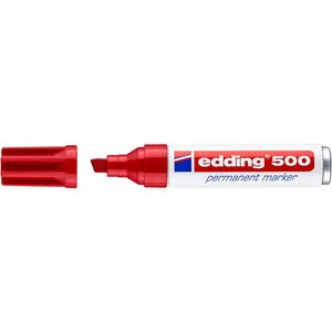 Marqueur Permanent 500 Rouge Pointe Large Biseautée 2-7 mm x 10 EDDING