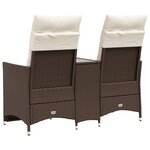 vidaXL Canapé de jardin inclinable 2 places avec table marron rotin