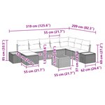 vidaXL 9 pièces canapé de jardin avec coussins Beige Rotin synthétique Acacia