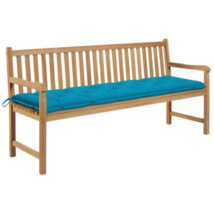 vidaXL Banc de jardin avec coussin bleu clair 175 cm Teck massif