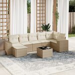 vidaXL Salon de jardin avec coussins 8 Pièces beige résine tressée