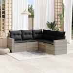 vidaXL Salon de jardin 5 Pièces avec coussins gris clair résine tressée