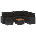 vidaXL Salon de jardin 8 Pièces avec coussins noir résine tressée