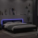 vidaXL Cadre de lit avec tête de lit et LED noir 180x200 cm