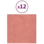 vidaXL Panneaux muraux 12 Pièces Rose 30x30 cm Velours 1 08 m²