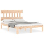 vidaXL Cadre de lit avec tête de lit 140x200 cm bois massif