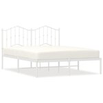 vidaXL Cadre de lit métal avec tête de lit blanc 135x190 cm