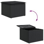 Canapé de jardin 4 pièces avec coussins noirs en rotin poly acacia