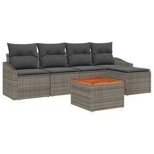 vidaXL Ensemble de canapé de jardin avec coussin 6 Pièces Gris polyrotin