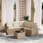 vidaXL Salon de jardin avec coussins 6 Pièces beige résine tressée