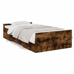 vidaXL Cadre de lit et tiroirs chêne fumé 75x190 cm bois d'ingénierie