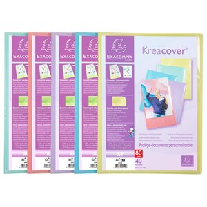 Protège-documents En Polypropylène Kreacover Pastel 80 Vues - A4 - Couleurs Assorties - X 10 - Exacompta