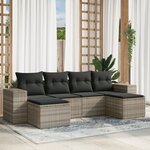 vidaXL Salon de jardin 6 Pièces avec coussins gris clair résine tressée
