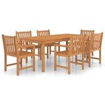 vidaXL Ensemble à manger de jardin 7 Pièces Bois de teck solide