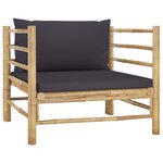 vidaXL Salon de jardin 7 Pièces avec coussins gris foncé bambou