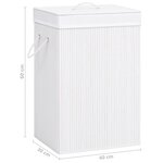 vidaXL Panier à linge avec une seule section bambou blanc
