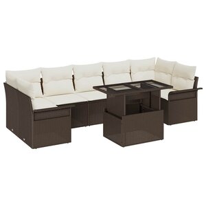 vidaXL Ensemble de canapé de jardin 8 Pièces Marron Poly rotin