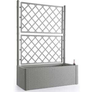 Bac à fleur deluxe - rectangulaire avec treillis stone gris - 100 x 43x142 cm