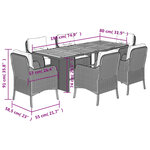 vidaXL Ensemble à manger de jardin et coussins 7 Pièces beige poly rotin
