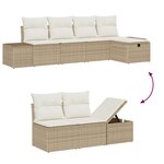 vidaXL Ensemble de canapé de jardin 6 pièces avec coussins Beige Rattan Poly
