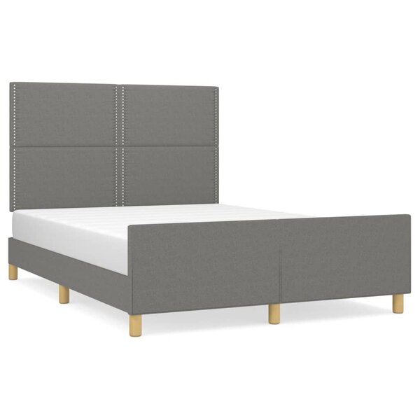 vidaXL Cadre de lit avec tête de lit Gris foncé 140x200 cm Tissu