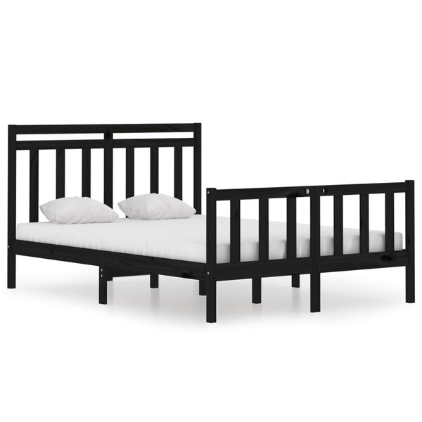 vidaXL Cadre de lit Noir Bois de pin massif 140x190 cm