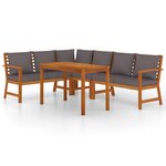vidaXL Ensemble à manger de jardin coussins 5 Pièces Bois acacia