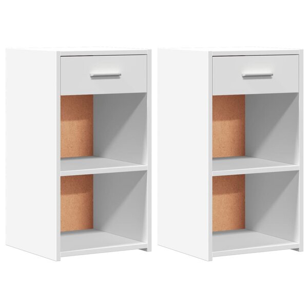 vidaXL Tables de chevet 2 Pièces blanc 35x34x65 cm bois d'ingénierie