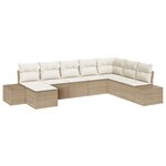 vidaXL Ensemble de canapé de jardin de 8 pièces avec coussins beige en poly rotin